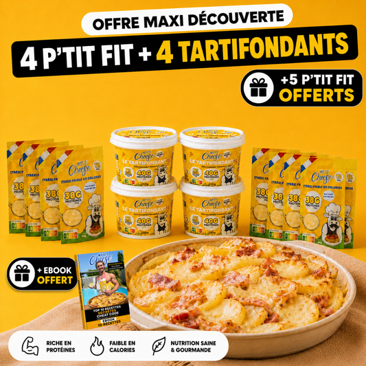 Offre Maxi Découverte MyFitCheese : 4 P'tit Fit + 4 Tartifondants + 5 P'tit Fit offerts + ebook offert
